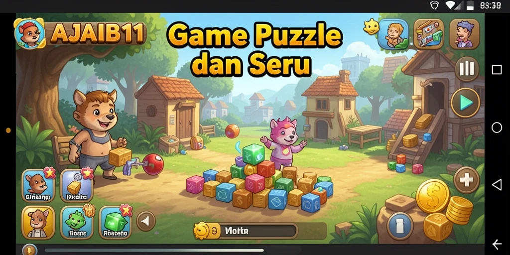 Tampilan gameplay yang menantang dan penuh warna dari AJAIB11.
