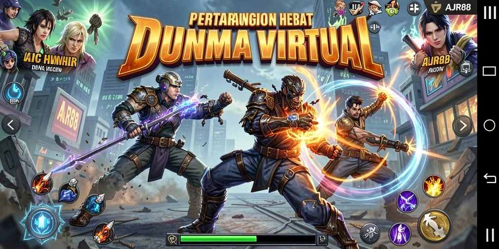 Tangkapan layar utama menampilkan aksi bertarung yang mendebarkan di AJR88.