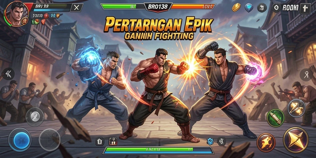 Tampilan aksi mendebarkan dalam game Fighting BRO138 yang penuh dengan pertarungan.