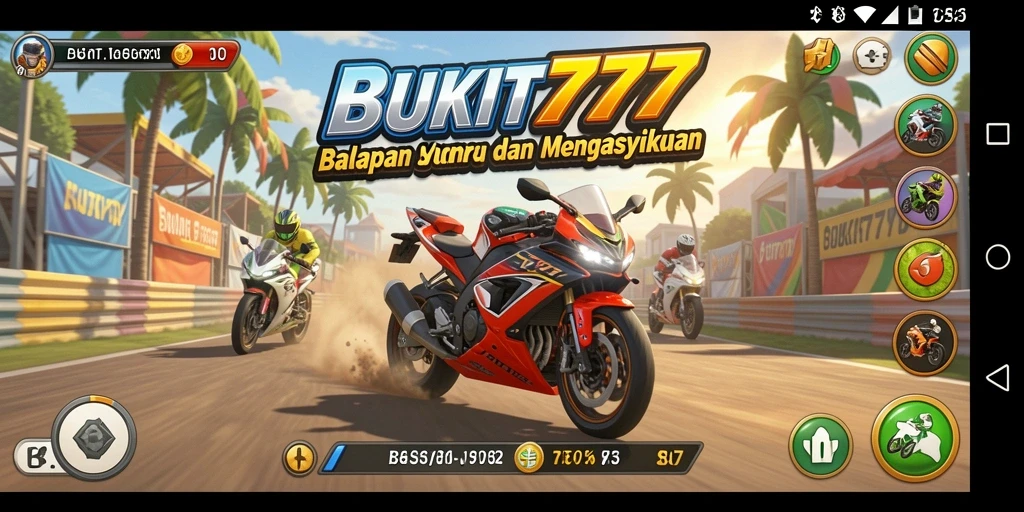 Screenshot menunjukkan aksi balapan cepat di BUKIT777.