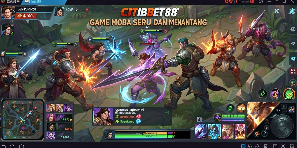 Tampilan seru dalam gameplay CITIBET88 di arena MOBA.