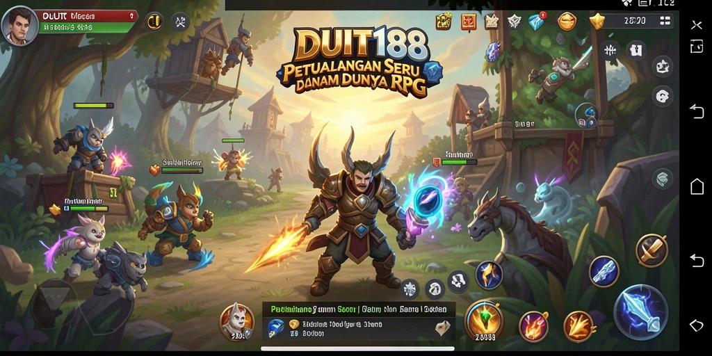 Screenshot DUIT188 menampilkan karakter beraksi dalam pertempuran epik RPG.