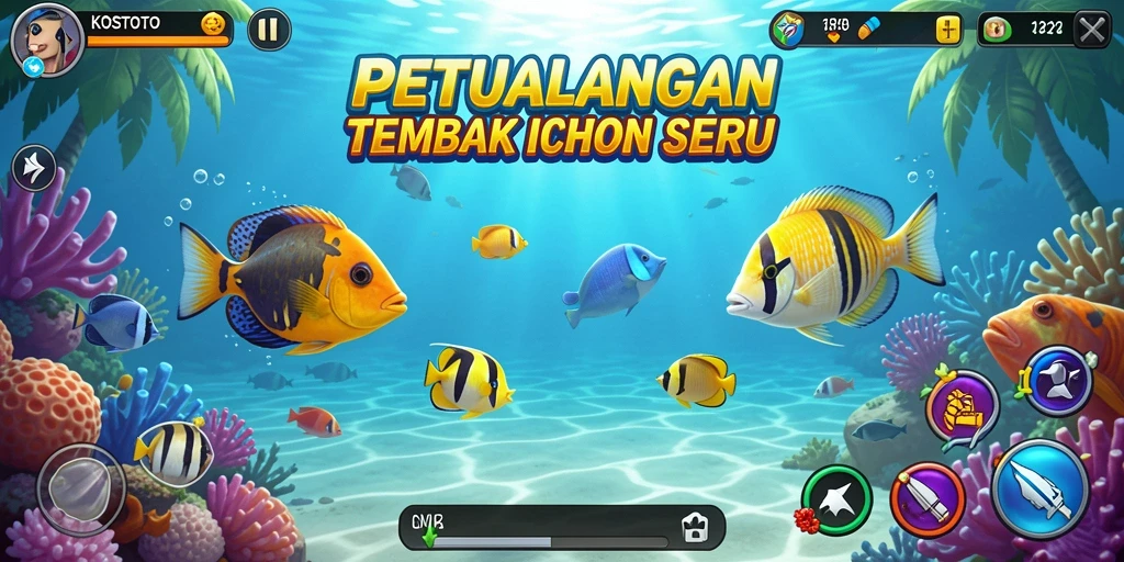 Tangkapan layar KOSTOTO menampilkan aksi seru dalam game Tembak Ikan.