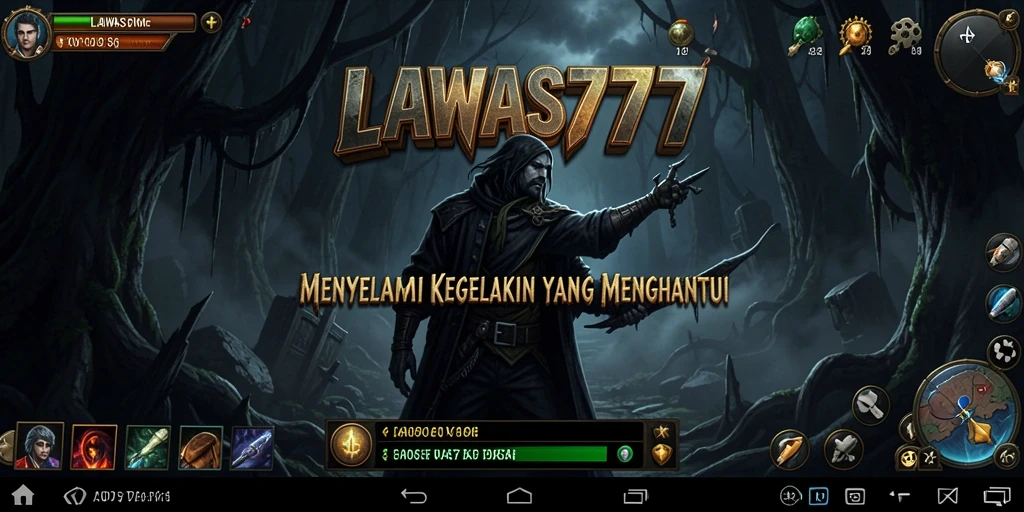 Tangkapan layar gameplay LAWAS777 menampilkan suasana menyeramkan yang menghantui.