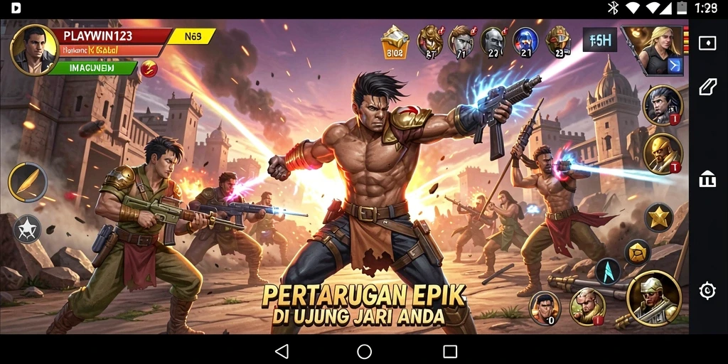 Tangkapan layar utama PLAYWIN123 menampilkan aksi pertarungan yang mendebarkan.