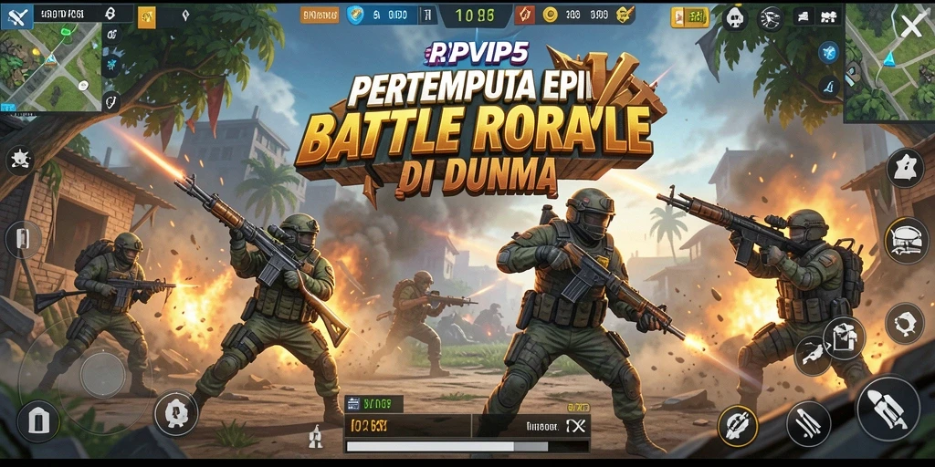 Screenshot RPVIP5 menunjukkan aksi seru dari gameplay Battle Royale.
