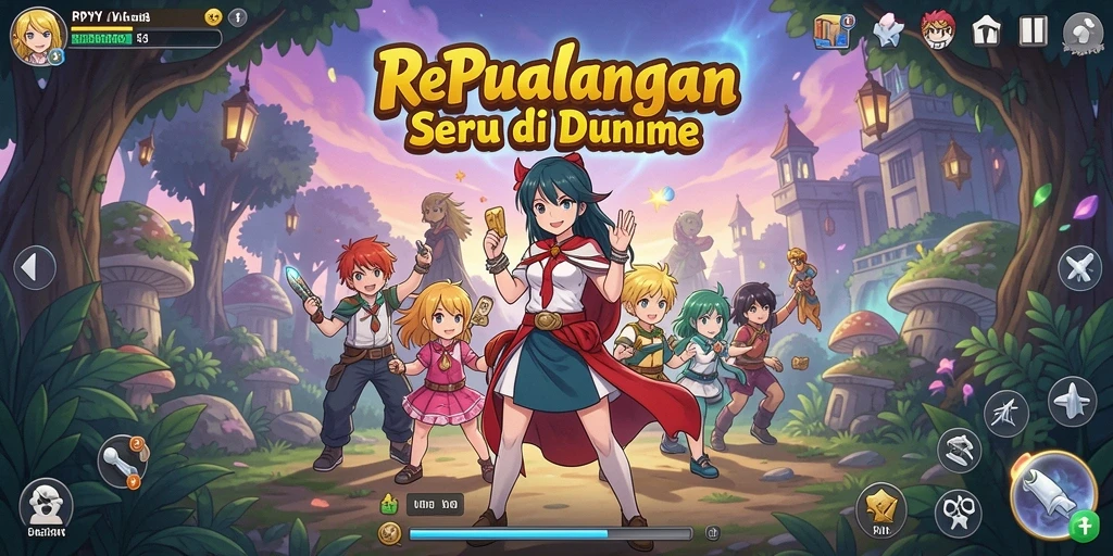 Tampilan seru gameplay dalam RPYYY dengan karakter anime yang memukau.