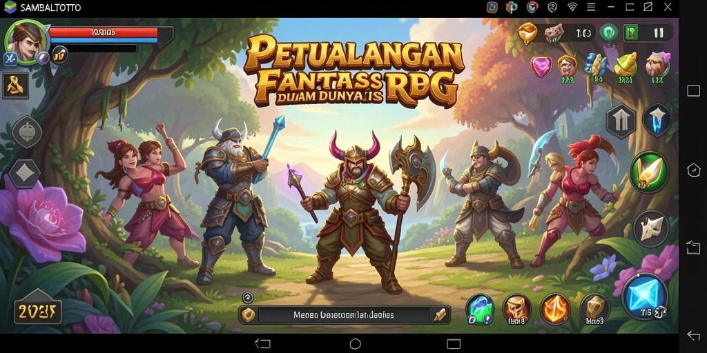 Screenshot SAMBALTOTO menampilkan aksi epik dalam permainan RPG.
