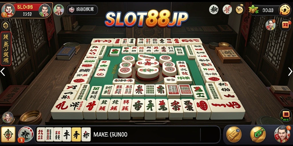 Screenshot gameplay utama SLOT88JP menampilkan permainan Mahjong yang seru.