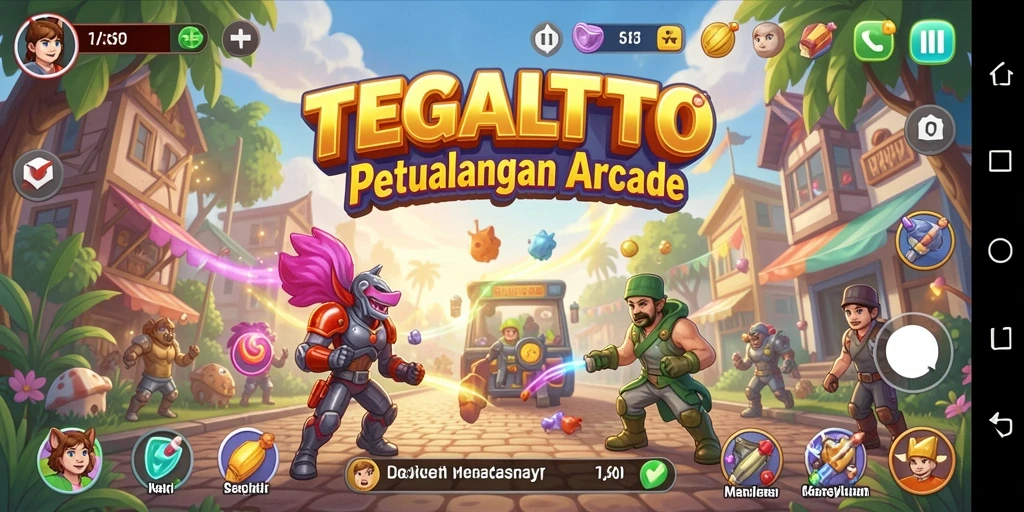Screenshot utama TEGALTOTO menampilkan aksi gameplay menarik di level berwarna-warni.
