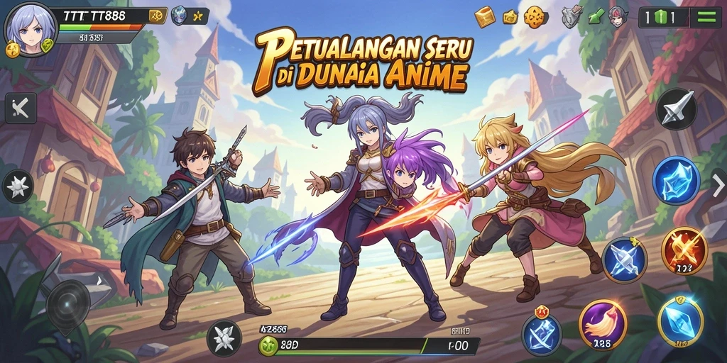 Screenshot utama TTT888 menampilkan karakter Anime dalam aksi seru.