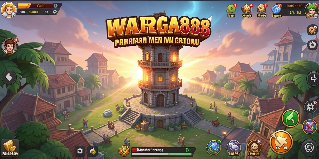 Gameplay menegangkan WARGA88 dalam mode Tower Defense.